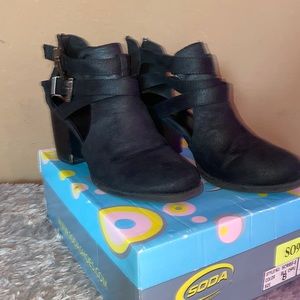 Black booties with side cut outs